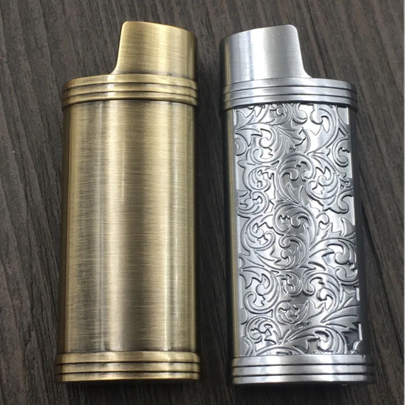 Metal Armor Classic Size Lighter Pouches Arabesque Hollow carving J5/J3/J8 Lighter Case Cover Holder For Bic
