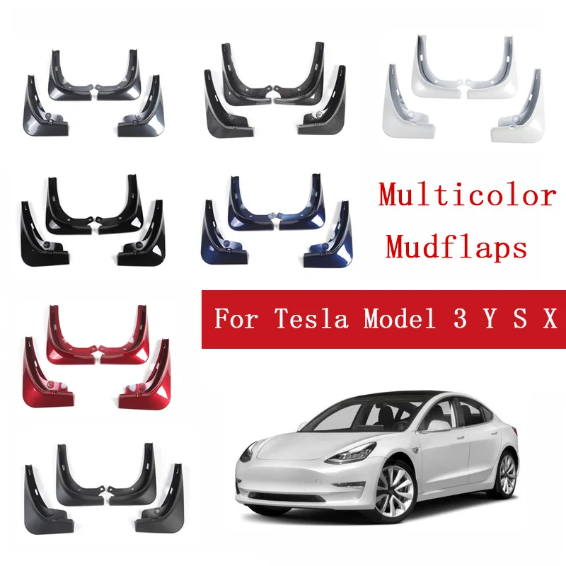 Car Mud Flaps Fender For Tesla Model S 3 X Y Mudflaps Splash Guards Front Rear Set Molded Mudguards Protector