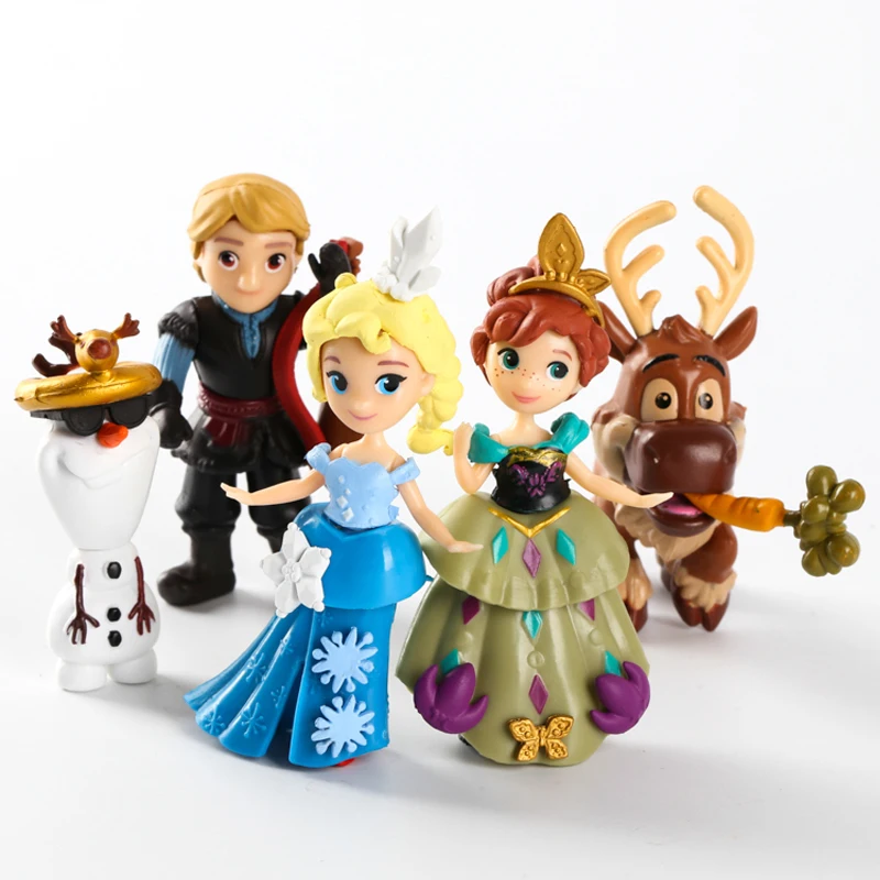 5pcs/set frozen Kawaii Assembly Elsa Anna Olaf Sven Kristoff Action Figure Toys