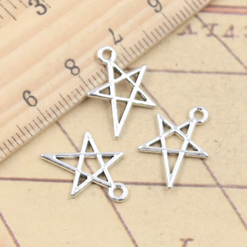 30pcs Charms Hollow five-pointed Star 18x13mm Tibetan Silver Color Pendants Antique Jewelry Making DIY Handmade Craft