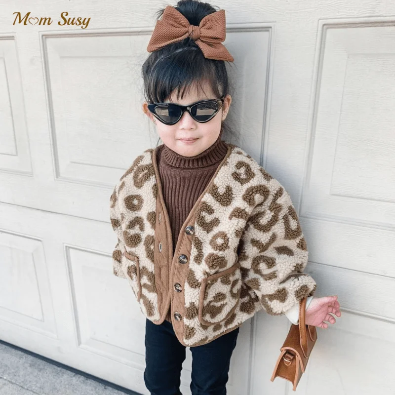 

Fashion Baby Girl Boy Jacket Leopard Fur Autumn Winter Spring Infant Toddler Child Warm Coat Baby Outwear Girl Clothes 1-7Y