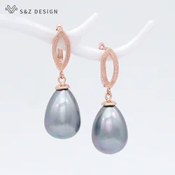 S&Z DESIGN Europe America Vintage Water Drop Simulated Pearl Dangle Earrings For Women Elegant Temperament Wedding Party Jewelry