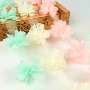 İlk 10 satış, 3 boyutlu tül kumaş işlemeli çiçekler no. 5