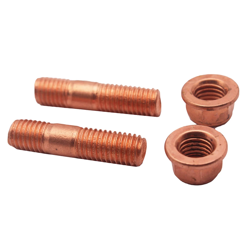 EXHAUST MANIFOLD STUDS NUTS SET M10 x 1.5 42MM  - Copper Plated