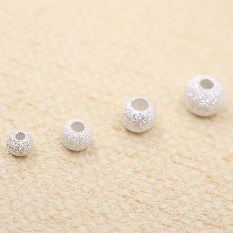 Genuine Real Pure Solid 925 Sterling Silver Round Ball Bead Pendant Spacer Loose Beads  Jewelry Making Findings