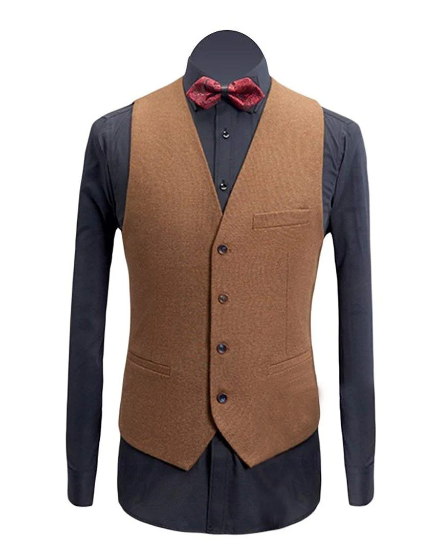 New Men's Vest Tweed Waistcoat Groomsmen For Wedding Brown/Red/Royal Blue/Grey Classic/vintage/Denim jacket Custom