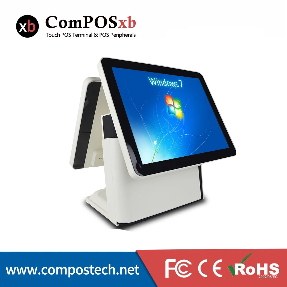 ComPOSxb cash register pos all in one dual 15inch screen capacitive touch screen point of sale system for sale