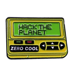 Hack The Planet Enamel Pin Zero Cool Hackers Pager 90s hacker movie Flair Addition