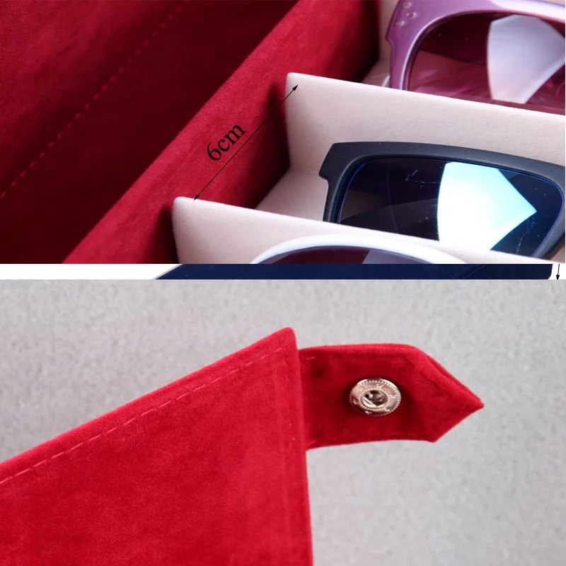 Fashion Velvet Storage 8 Grids Display Glasses Case With Lids Eyeglass Sunglasses Stand Case Watch Box Holder Makeup Organizer