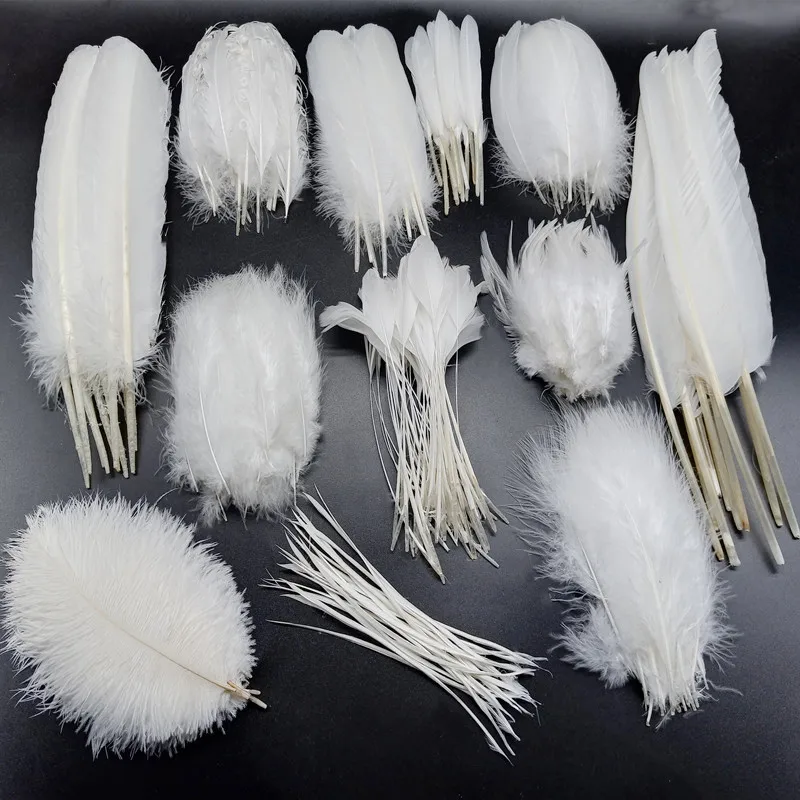 20Pcs/lot White Pheasant Cock Goose Ostrich Turkey Feathers Christmas Decoration DIY Handicraft Accessories Dream Catcher Plumes