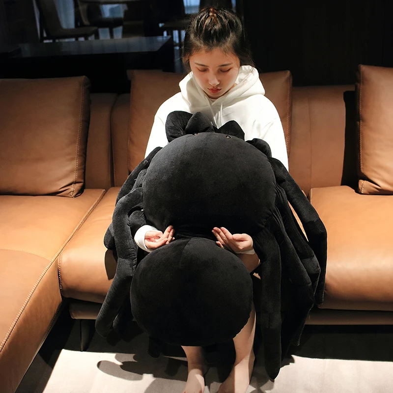 20-120 Cm Big Size Zachte Simulatie Zwarte Spin Knuffel Gevulde Pluche Lastig Real Life Spider Gift home Decor