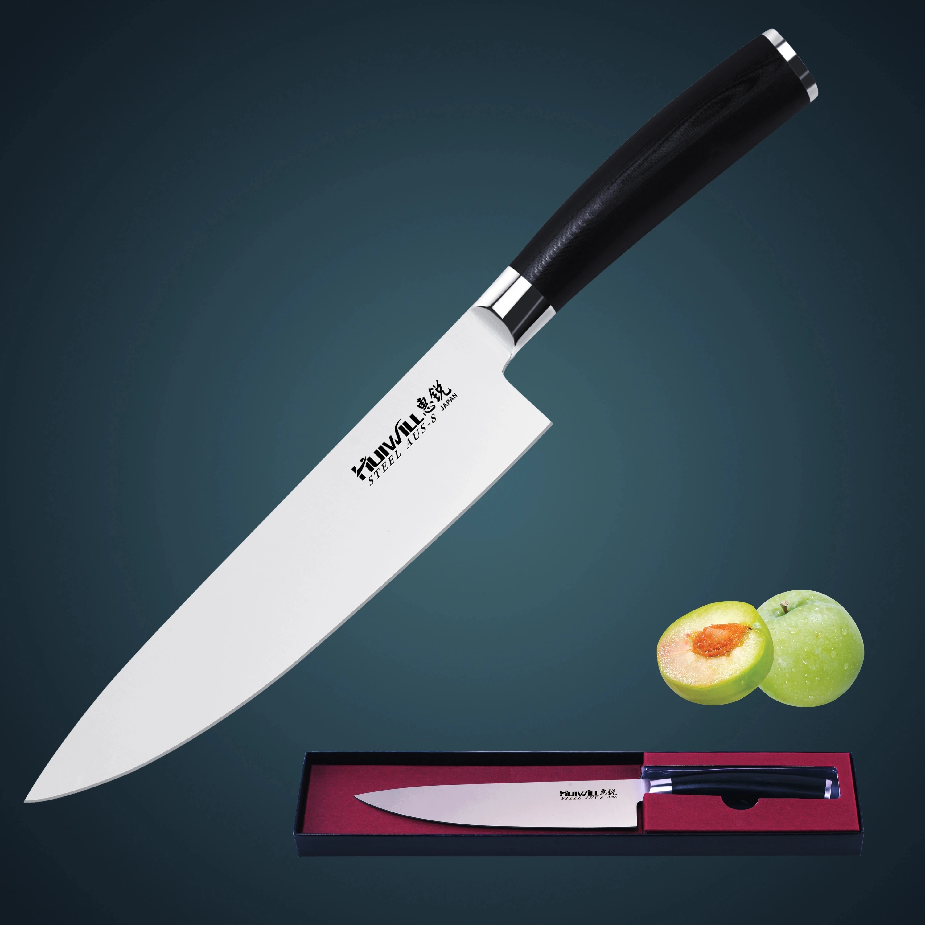 Imagem -02 - Japonês Aus8 Faca de Chef de Aço Faca de Carne de Cortar Forjado G10 Handle 2023 Novo