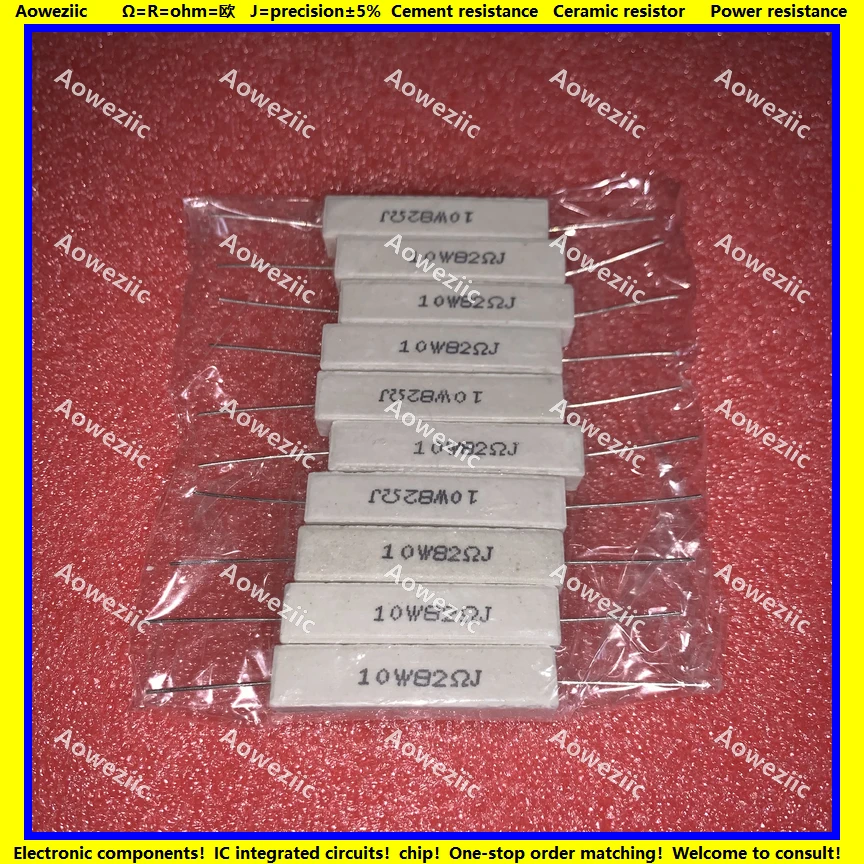 

10Pcs RX27 Horizontal cement resistor 10W 82 ohm 82 R 82 RJ 10W82RJ 10W82ohm Ceramic Resistance precision 5% Power resistance