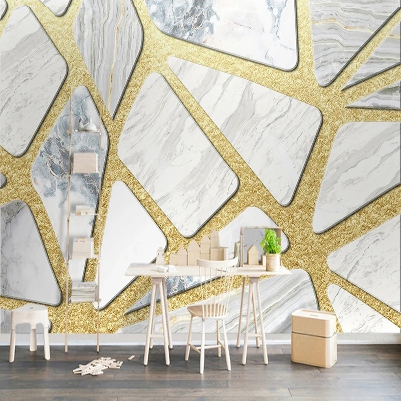 

Custom Murals 3D Light Luxury Golden Marble Texture Creativity Wallpaper Living Room Bedroom Background Home Decor Papel De Pare