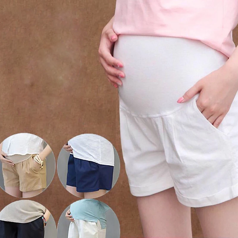 Summer Cotton Maternity Belly Short Pants Pregnant Women Shorts Pregnancy Short Trousers Adjustable Belly Clothes Korean Style