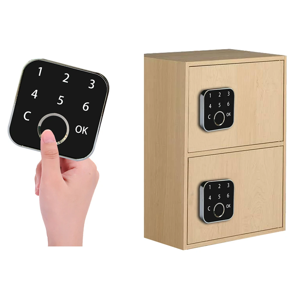 

HF Smart Fingerprint Password Lock Mini Anti Theft Drawer Safes Cabinet Locker DC5V Rechargeable Black Password Door Locks