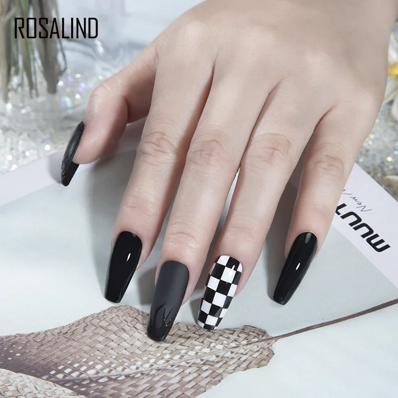 ROSALIND 7ML เจลสีเล็บเล็บ Art กึ่งถาวร Hybrid เคลือบเงา Need Base Top Coat UV LED โคมไฟ