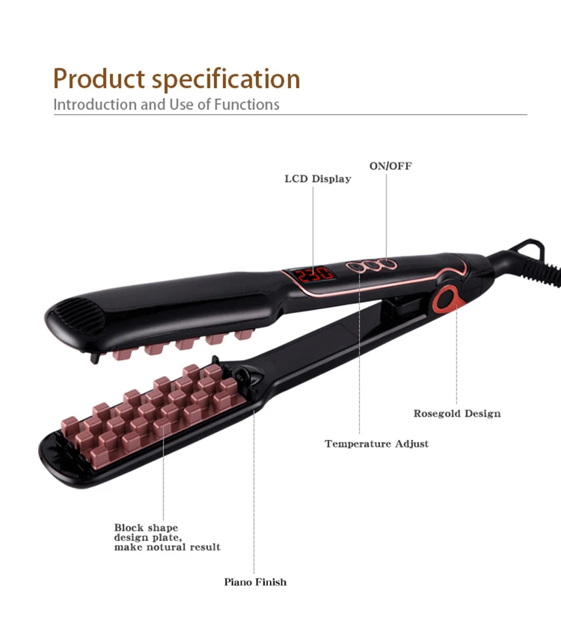 New 3D Corn Grid Ceramic Rapid PTC Heating Volumizing Hair Straightener Electric Wave Perm Splint Corrugation Styling Iron