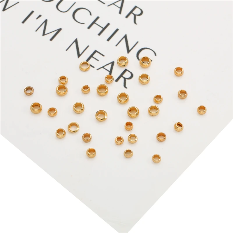 18K Gold Plated 100Pcs 2.5mm 3mm Copper Ball Crimp End Stopper Spacer Beads for DIY Necklace Bracelet Jewelry Findings Making