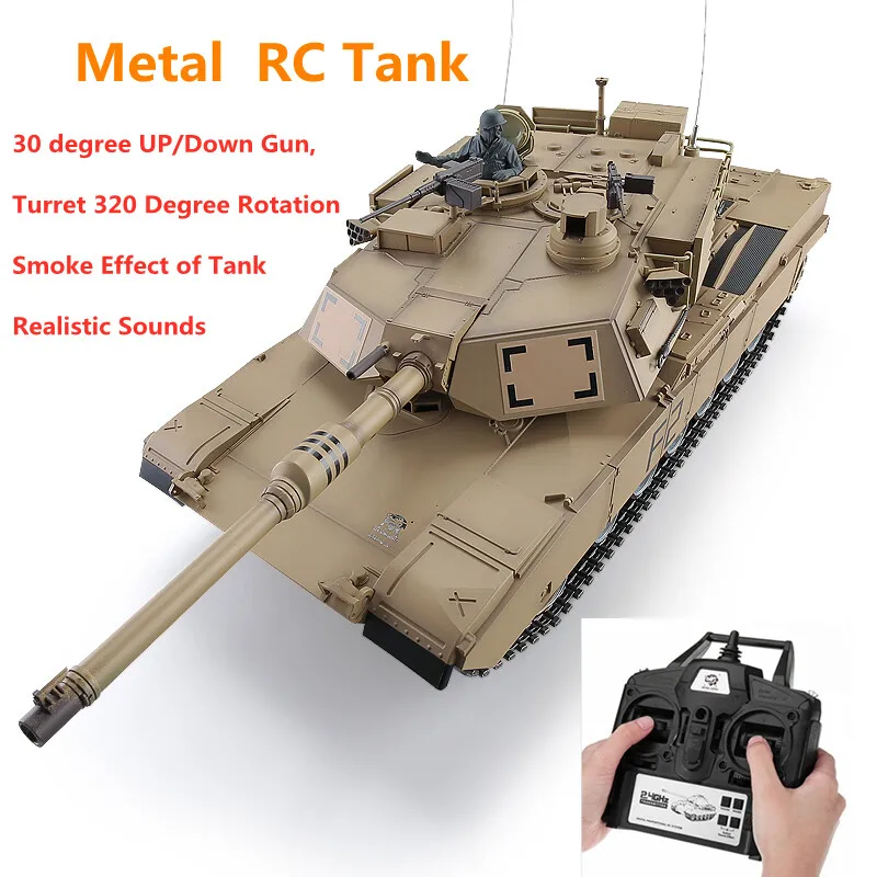 

1/16 Professional RC Tank 360° Turret Barrel Recoil With Smoking Shooting Bullet Launch BBs Cannon Recoil Metal Ldler Wheels,