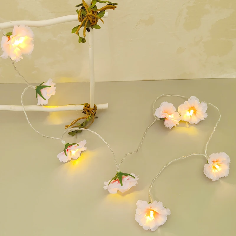 Pink Cherry Blossom String Lights 1.5M 10LED Pink Flower Fairy Garland Lights Decoration Valentine\'s Day Spring Wedding Birthday