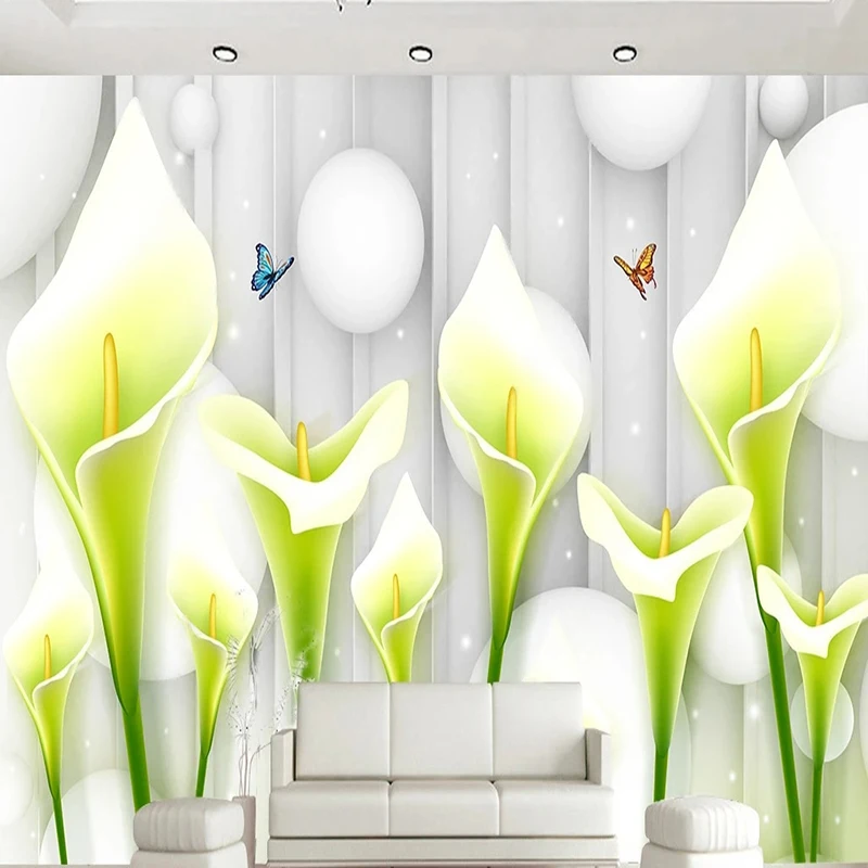 

Custom Any 3D Wallpaper Size Self-Adhesive Fashion Simple Lily Background Wall Paiting Papel De Parede 3D Paisagem Sticker Tapiz