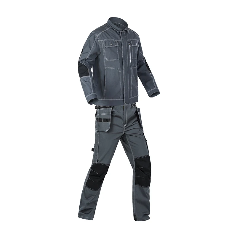 Bauskydd Work Uniform For Men Work Jacket Working Pants Men Workwear Muti Pockets Polyester Cotton Fabric Cargo Trousers Sets