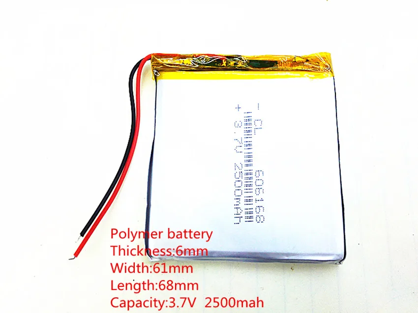 606168 3.7V 2500mAh 606070 Lithium Polymer Li-Po li ion Rechargeable Battery cells For Mp3 MP4 MP5 GPS PSP mobile bluetooth