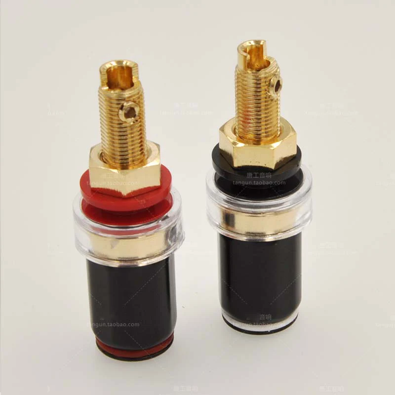 High quality pure copper gold plated speaker amplifier welding-free wire column banana plug socket M8 screw image 5