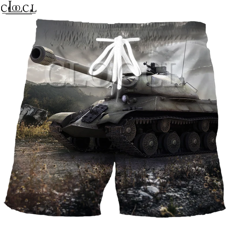 Cloocl jogos mundo dos tanques 3d impressão moda masculina shorts solto elástico harajuku verão praia casual hip hop calções selvagens