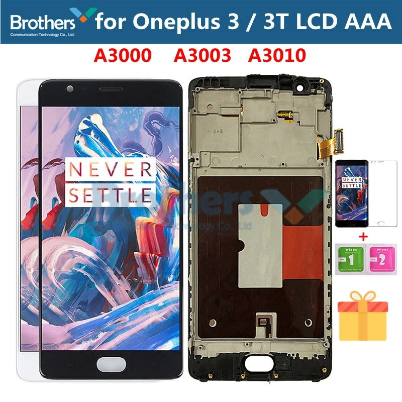 LCD Screen for Oneplus 3 3T LCD Display for Oneplus 3 3T A3000 Touch Screen Assembly With Frame Touch Digitizer TFT Screen Test