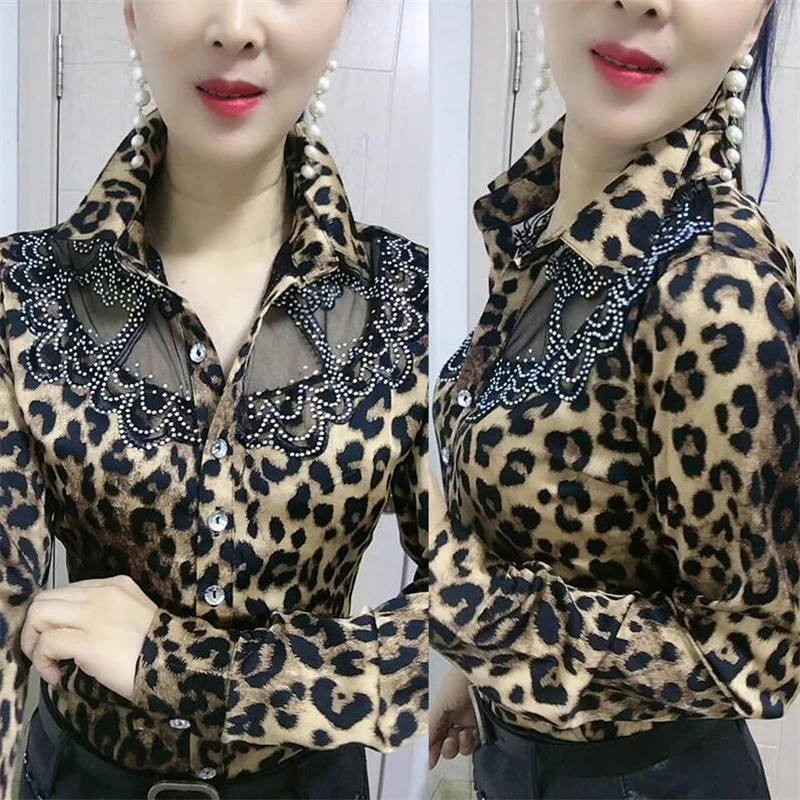 2023 Lace Mesh Shirt for Women Bottoming Shirt Net red Female Blusas Chiffon Shirt long-sleeved Floral Tops Western Blouse Shirt