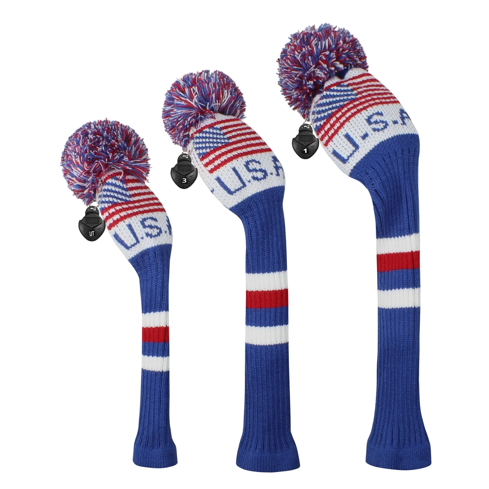 3 Pcs/set Golf clubs Headcover Knitted Hybrid UT Driver Fairway Wood 1 3 5 Wood Knitting