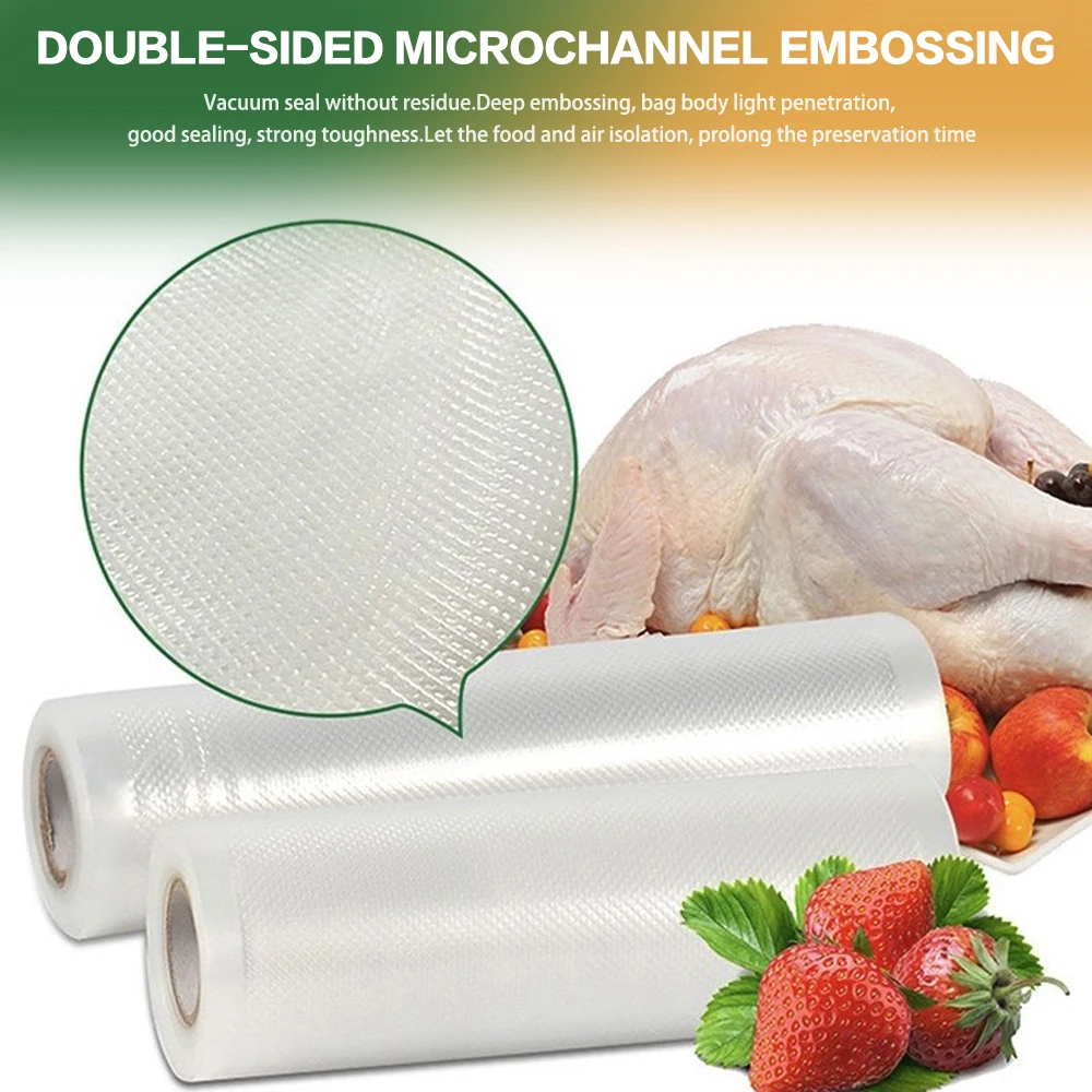 SEATAO High quality Double-sided textured Kitchen Food Vacuum Bag food Fresh Long Keeping storage Packaging Roll20/25/28cm*500cm