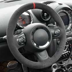 Black Alcantara Hand-stitched Steering Wheel Cover for Mini Coupe