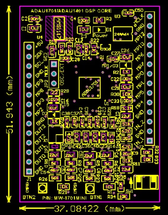 Carte Mini Core DSP Adau1701/Adau1401