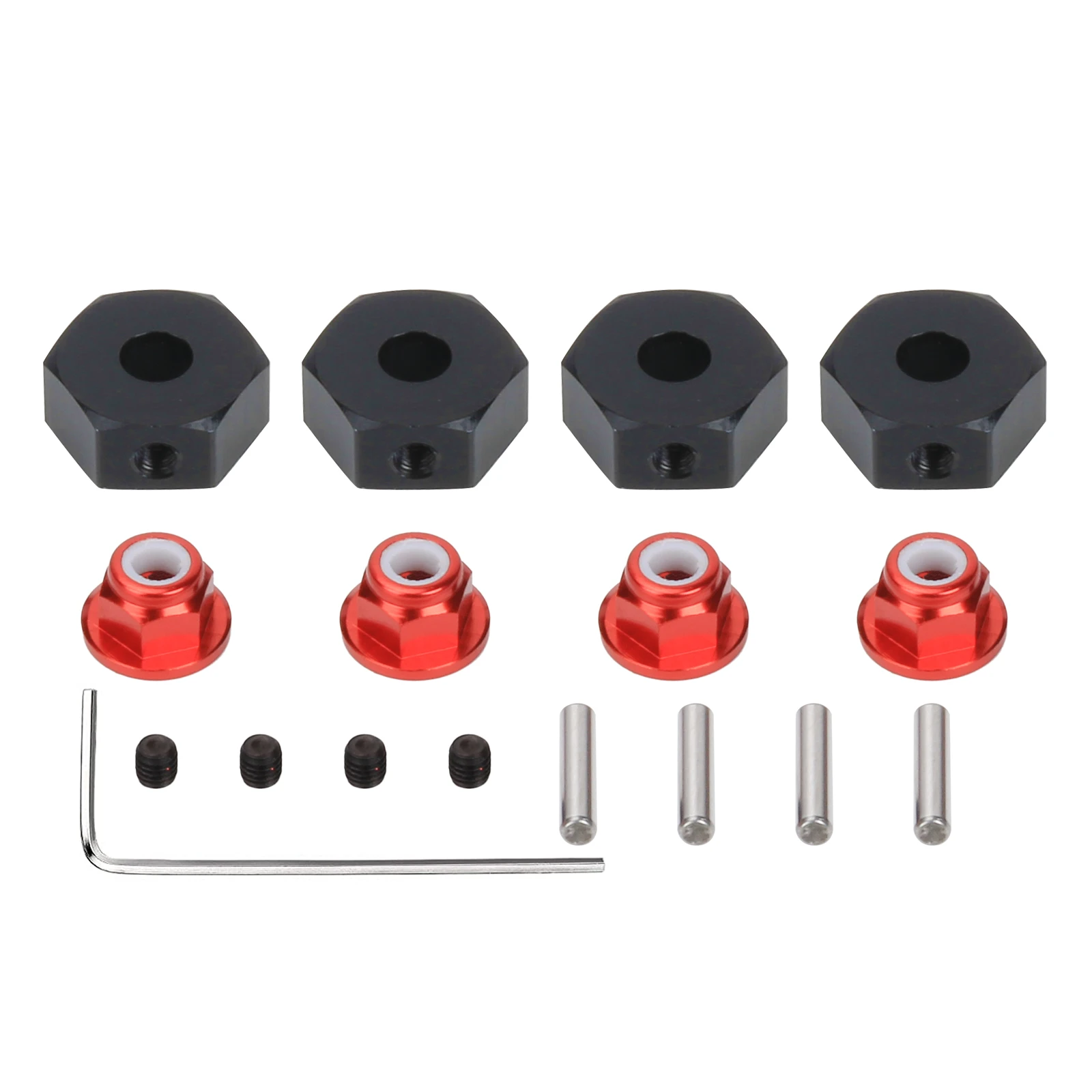 Alloy 14mm wheel hex hub adapter/M4 serrated lock nut for 1/10 ARRMA 3s&Mega550 Vorteks Senton Granite Big Rock part