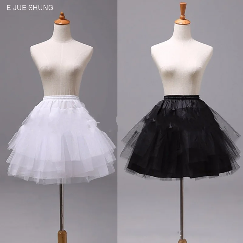 E JUE SHUNG 3 strati Più Livelli breve sottogonne bianco nero Lolita Cosplay Sottoveste Tutu di Balletto Gonna Rockabilly Crinolina