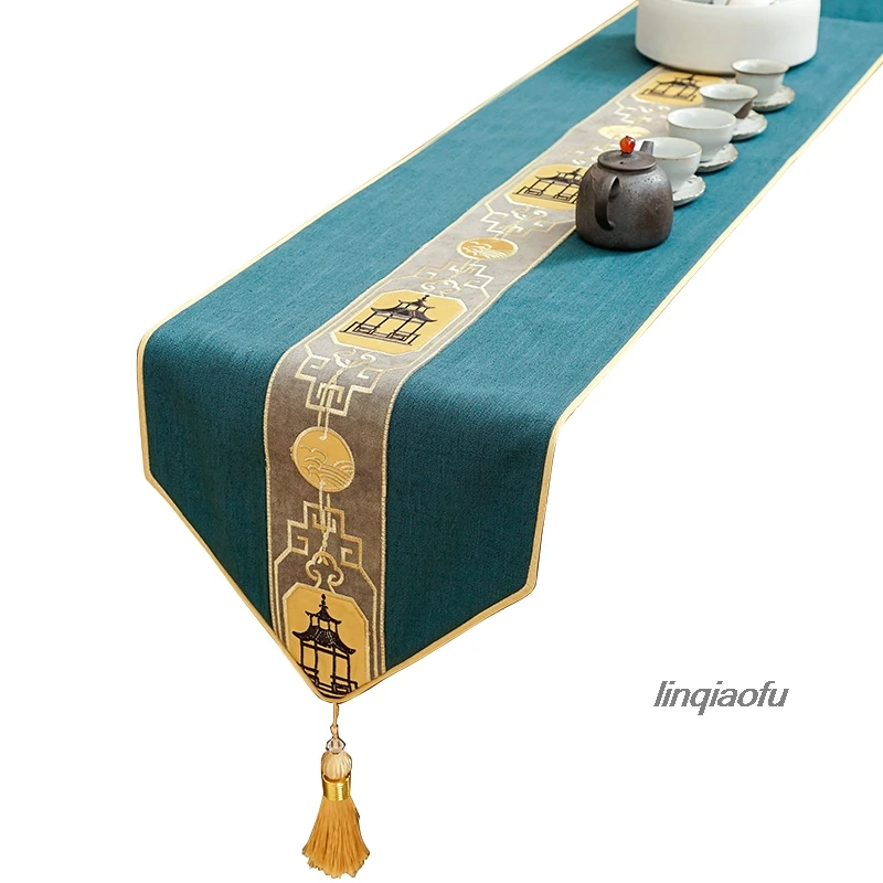 Modern new Chinese cotton table flag  Classical table cloth TV cabinet cover bed towel  Table runner