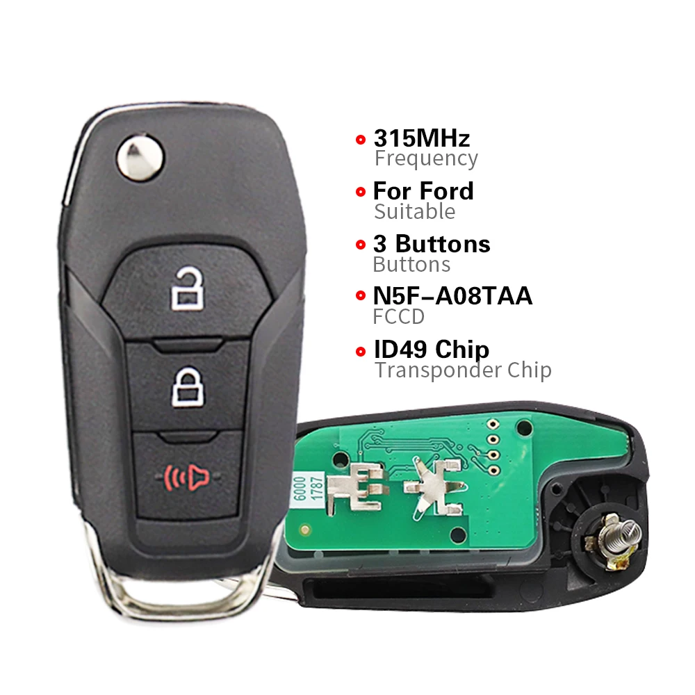 YIQIXIN per Ford S-MAX GALAXY MONDEO Focus Fusion Mk2 Mk7 Explorer Ranger Flip Smart Remote Car Key 2/3/4 Button 315/433/902Mhz