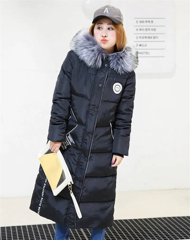 Warm Parkas 2020 Winter Jacket Women Coat Female Fur Collar Long Cotton Black Parka Thick Coats Plus Size Casaco WXF538