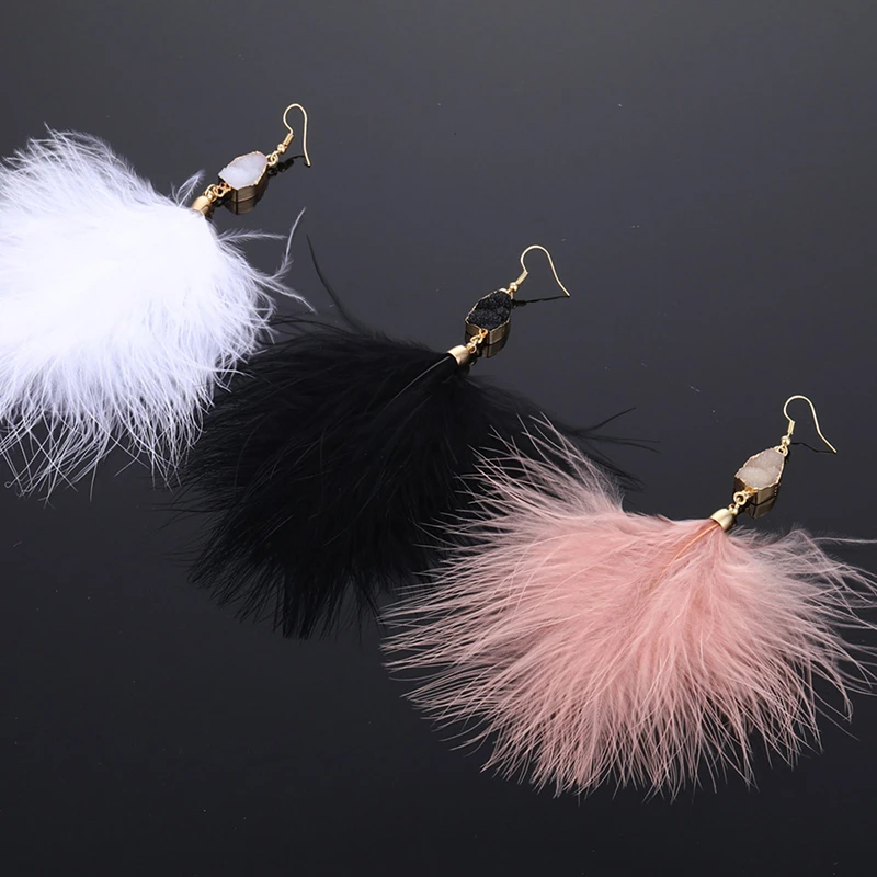 Fashion Earrings For Woman Exaggerated Feather Plush Earrings Temperament Earrings Boucle d\'oreille Femme