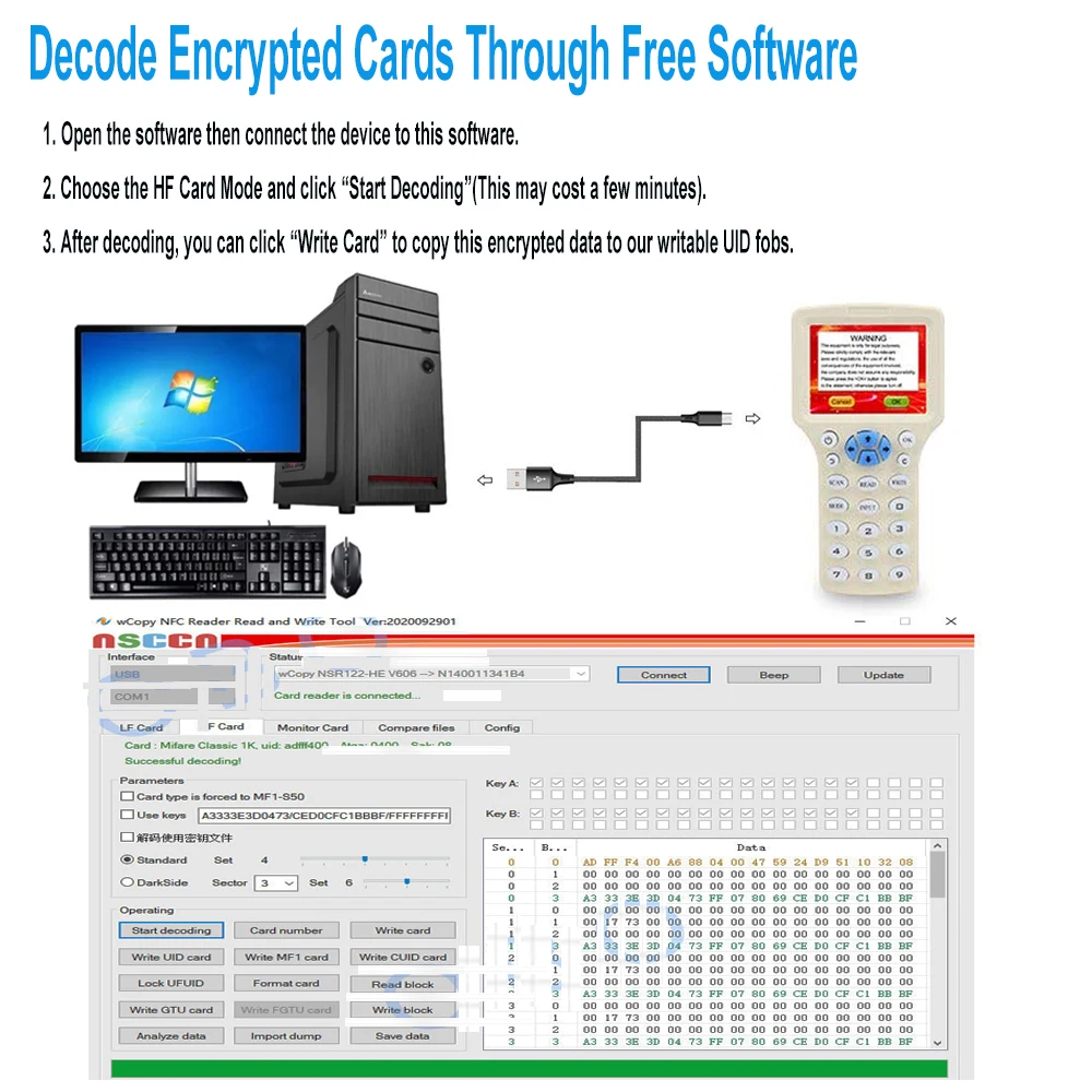 Imagem -05 - Yitoo ic id Hid Uid Programador de Cartão Inteligente Leitor Rfid Escritor Duplicador Criptografado Decodificador com Gravável Cartões Chave Usb