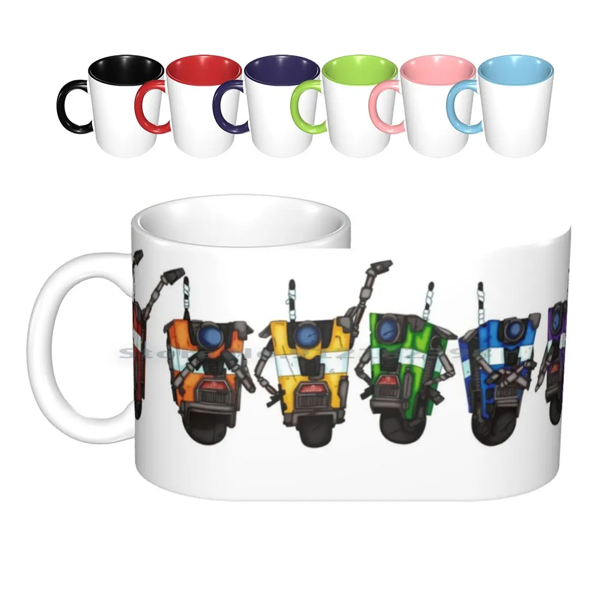 Claptrap Rainbow-Horizontal Ceramic Mugs Coffee Cups Milk Tea Mug 2 3 Bl Bl2 Bl3 Claptrap Fanart Art Claptrap Rainbow Pride