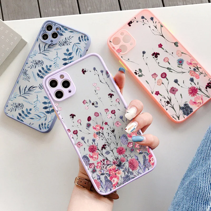 Hand Painted Phone Case For iphone 16 15 X XS XR Flower Shockproof Case For iPhone 7 8 Plus SE 13 12 11 14 15 16 pro MAX Cover