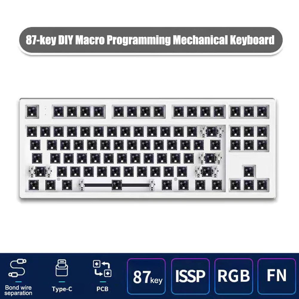 Go! RGB LED Mechanical Keyboard for Flesports MK870 Programmable Hot Swappable Keyboard DIY Type-C FL.CMMK Satellite Shaft PC