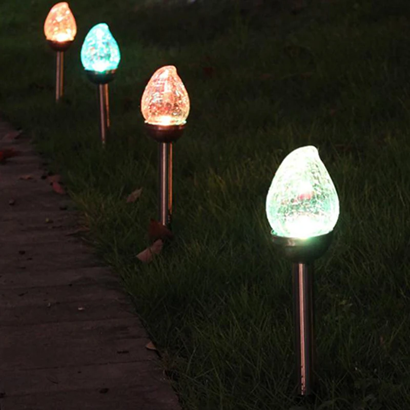 

Stainless Steel Solar Crack Light Peach Shaped Lawn Ball Light Garden Colorful Lamp Decoration For Outdoor Evening Party Decor