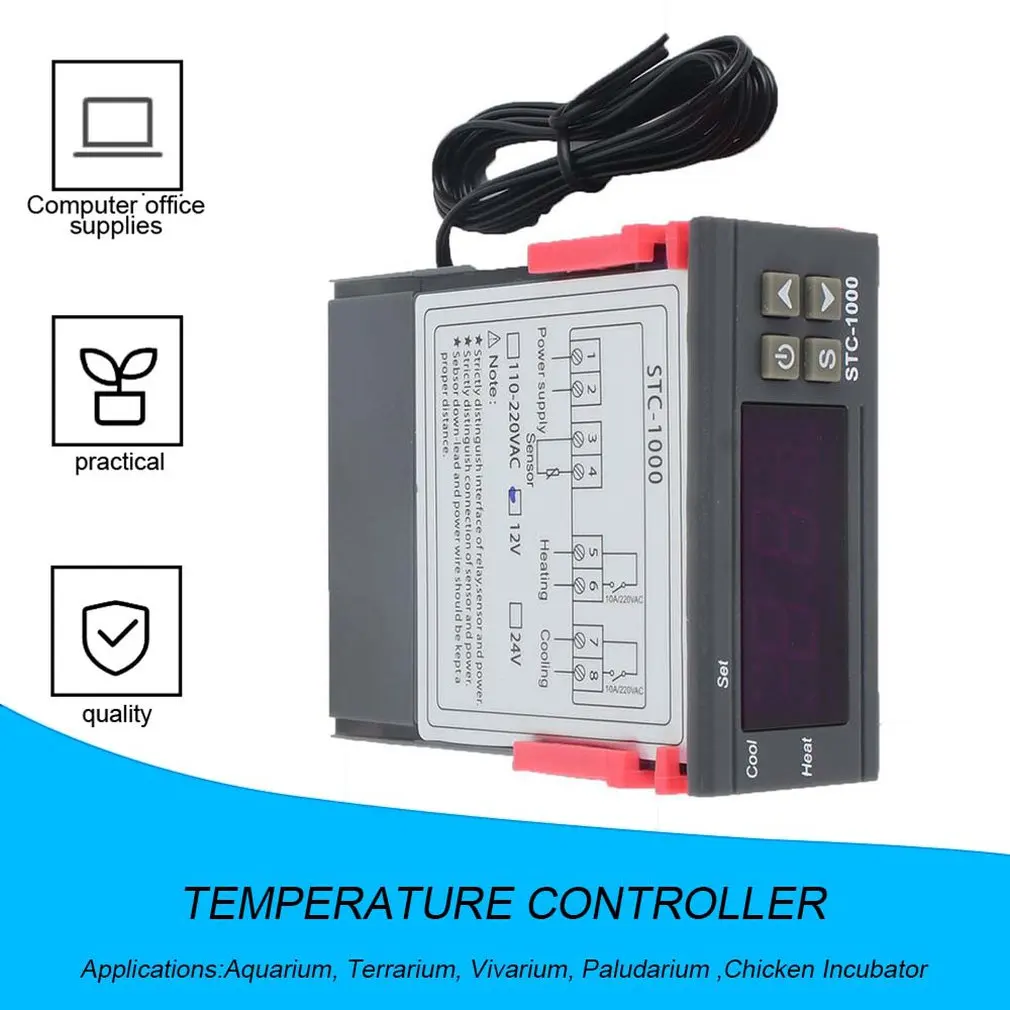 STC-1000  Professional Digital All-Purpose Temperature Controller Thermostat Aquarium With Sensor Probe Cable