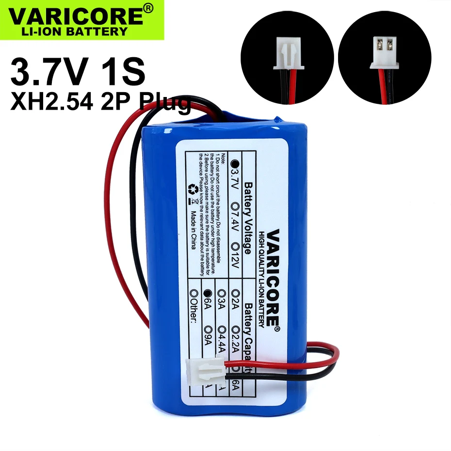 3.7V/4.2V 18650 akumulator litowo-jonowy 3000mAh 5200mAh 6000mAh 9000mAh 12000mAh z ochroną PCB XH 2.54 2P wtyczka