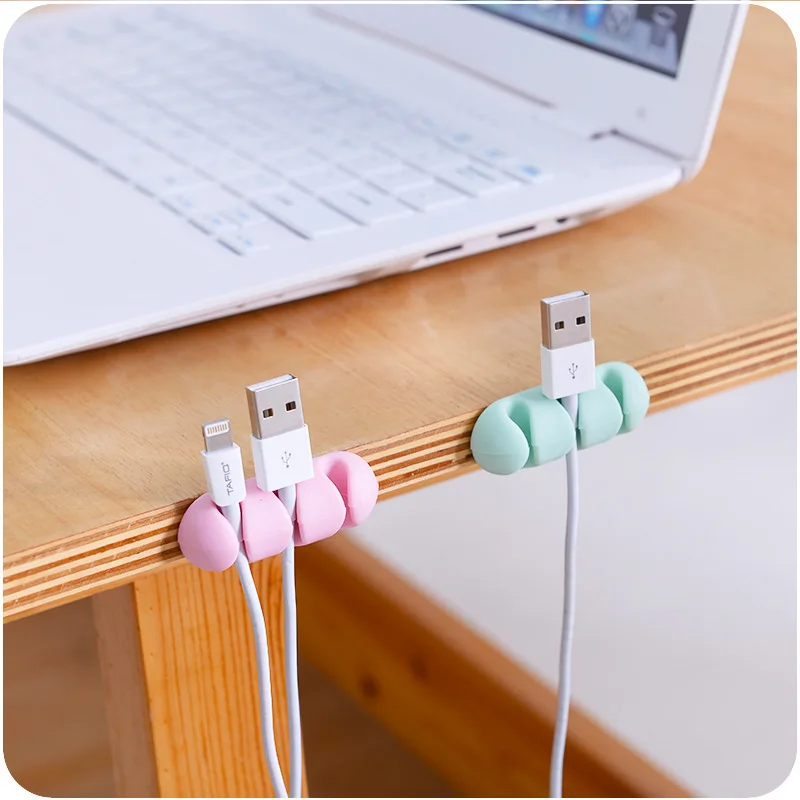 Cable Holder Protector Earphone Charger USB Desktop Plug Long Strip Organizer Fixing Device Silicone Self-adhesive Cable Winder